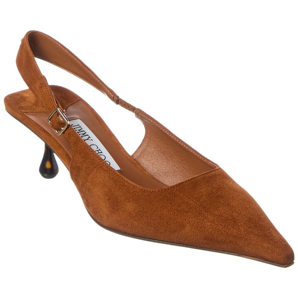 Jimmy Choo Amel Slingbacks in Tan Suede